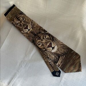 Marc Dennis “Dynamic Duo” Endangered Species Lion Print Silk Tie